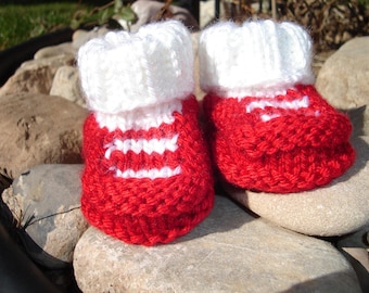 Hand knit baby booties - Top-Striper Booties