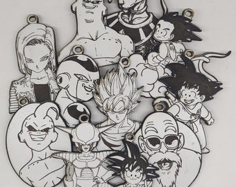 Laser geschnittene Dragon Ball Schlüsselanhänger SVG, DXF, LBRN2 - Anime Gravurdatei – Cricut Glowforge digitaler Download