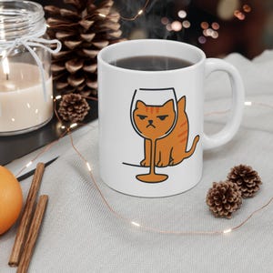 Grumpy Cat Mug with Wine Glass Illusion Funny Gift