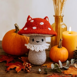 Crochet Toadstool Mushroom Pattern, Halloween Spooky Amigurumi Tutorial, English Pattern File, DIY Home Decor, Halloween Gifts