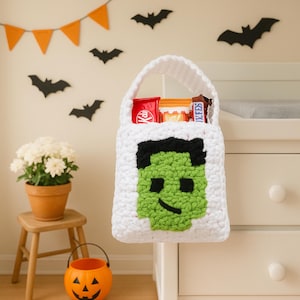 Crochet Halloween Candy bag Pattern, DIY Spooky Season Decor, Crochet Trick Or Treat Candy Basket Tutorial File, Halloween Gifts