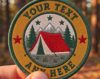 Écusson de camping personnalisé, écusson d'aventure personnalisé, insigne de camp brodé, écusson thermocollant avec texte personnalisé, écusson d'extérieur à coudre