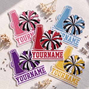 Custom Cheerleading Patch, Personalized Cheer Megaphone Patch, Cheer Team Name Patch, Cheerleader Iron On Patch, Cheer Uniform Patch