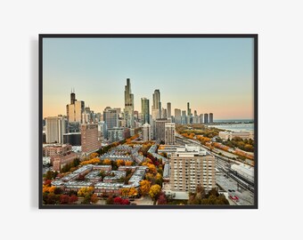 Chicago South Loop Photography Print, Chicago Photography, Fall Leaves, On South Prairie Ave. By Jeff Schear, Art For Gratitude. Chicago Art