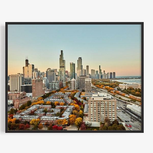 Chicago South Loop Photography Print, Chicago Photography, Fall Leaves, On South Prairie Ave. By Jeff Schear, Art For Gratitude. Chicago Art