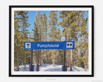 Pumphouse Double Black Diamond Sign, At Vail Ski Resort, Vail Fine Art Photography Print, Vail Colorado Wall Art, Art For Gratitude
