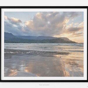 Hanalei Beach At Sunset, A Kauai Hawaii Fine Art Photography Print, Art For Gratitude