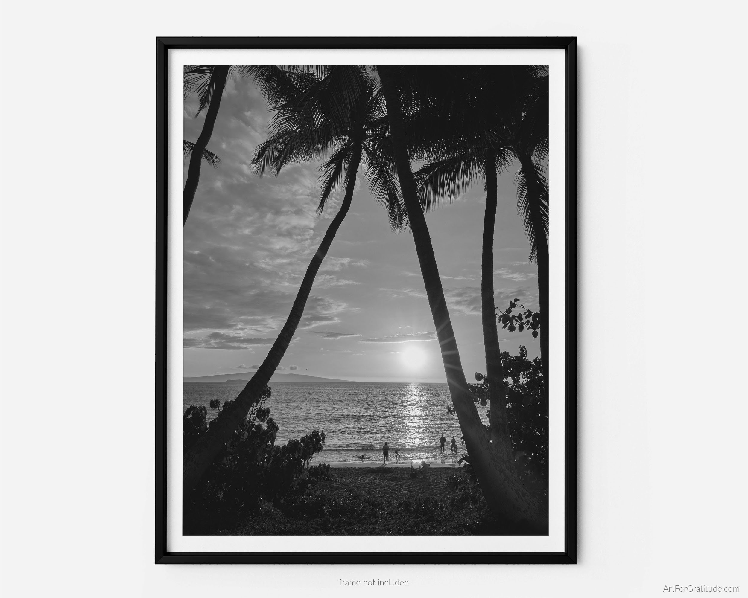 Sunset at Ulua Beach in Wailea, A Maui Hawaii Black and White Fine Art ...