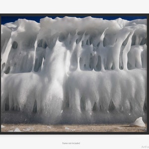 Frozen Ice Fine Art Photography Print, St. Joseph, On Lake Michigan, Abstract, Art For Gratitude.