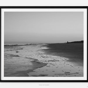 Calm Ocean Sunset at Palmetto Dunes, Hilton Head Island Black And White Fine Art Photography Print
