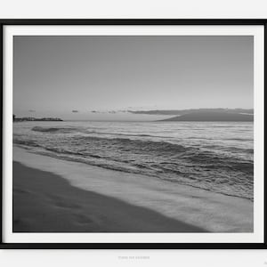 Ka'anapali Beach Sunset, A Maui Hawaii Black And White Fine Art Photography Print, Art For Gratitude