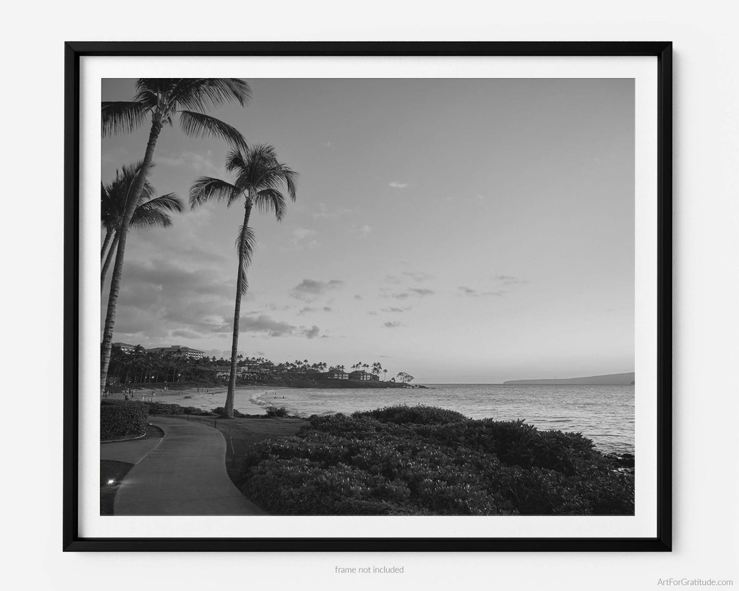 Sunset at Wailea Beach, A Maui Hawaii Black and White Fine Art ...