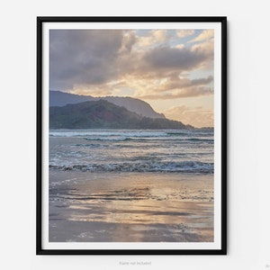 Hanalei Beach At Sunset, A Kauai Hawaii Fine Art Photography Print, Art For Gratitude