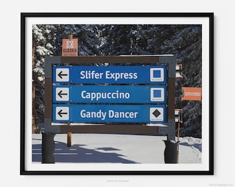 Signs For Slifer Express, Cappuccino, And Gandy Dancer, At Vail Ski Resort, Vail Fine Art Photography Print, Art For Gratitude
