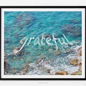 Grateful Quote In Caribbean Ocean, St. John Fine Art Photography Print, Art For Gratitude