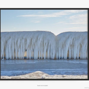 Frozen Ice Fine Art Photography Print, St. Joseph, On Lake Michigan, Art For Gratitude.