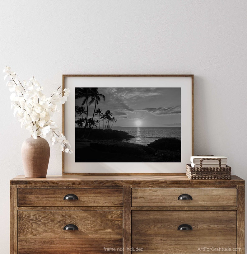 Sunset at Ulua Beach in Wailea, A Maui Hawaii Black and White Fine Art ...