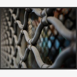 Paris Photography Print, Industrial Chain Link Fence With Stained Glass.  By Jeff Schear, Art For Gratitude. Paris Wall Art, France Print.