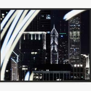 Chicago Photography Print Of City Skyline, Light Painting At Night, South Loop, With John Hancock Building. Art For Gratitude