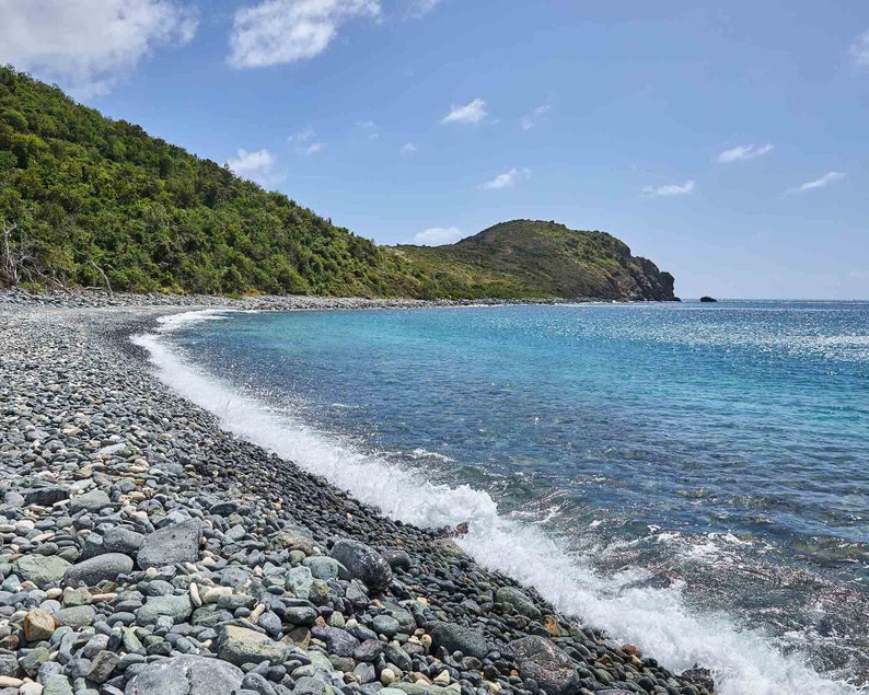 Blue Cobblestone Beach, St. John USVI Fine Art Photography Print, Art