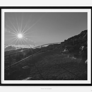 Haleakalā Summit At Sunrise Near Visitor Center, Haleakalā National Park Black And White Fine Art Photography Print, In Maui Hawaii