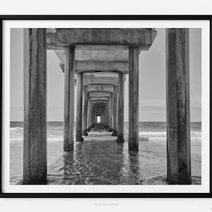 Ellen Browning Scripps Memorial Pier, La Jolla Black And White Fine Art Photography Print, At UC San Diego Scripps Institute of Oceanography