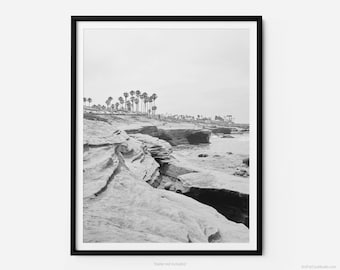 Sunset Cliffs, San Diego Black And White Fine Art Photography Print, Art For Gratitude