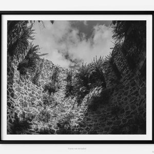 Sugar Mill Plantation Ruins In Jungle, St. John USVI Black And White Fine Art Photography Print, Art For Gratitude