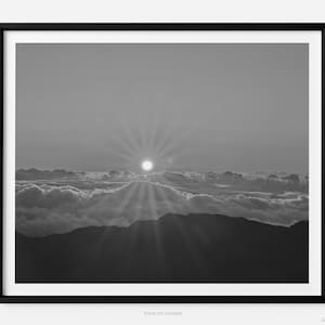 Haleakalā Summit At Sunrise, Haleakalā National Park Black And White Fine Art Photography Print, In Maui Hawaii, Art For Gratitude