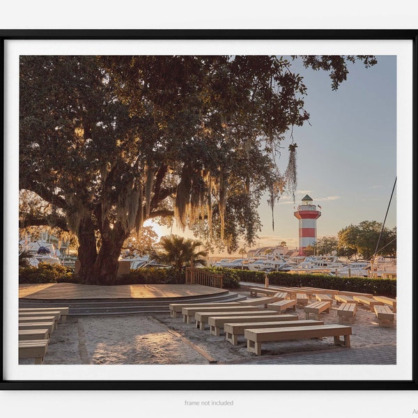 Harbour Town Sunset at Liberty Oak, Hilton Head Island Fine Art Photography Print, In Sea Pines, Art For Gratitude