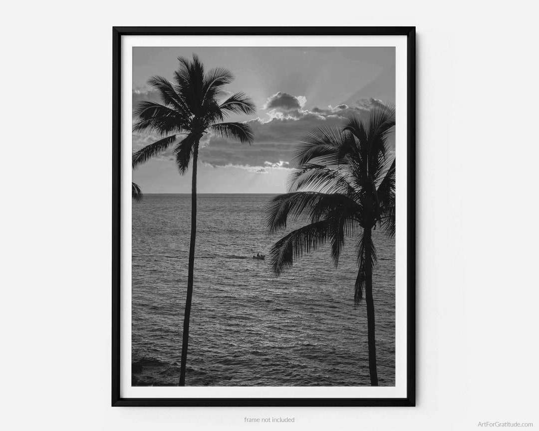 Sunset Ocean View in Kihei Maui, A Maui Hawaii Black and White Fine Art ...