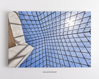 Paris Photography Canvas Print, The Louvre Museum, Inside Louvre Pyramid. Gallery Wrapped Canvas Print, France, Art For Gratitude.