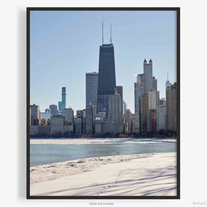 Chicago Gold Coast Fine Art Photography Print, A Winter Snow Scene, On Lake Michigan, With John Hancock Center, Art For Gratitude