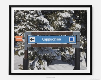 Cappuccino Ski Run Sign, At Vail Ski Resort, Vail Fine Art Photography Print, Art For Gratitude
