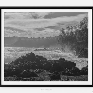Ke‘anae Lookout On Road To Hana, A Maui Hawaii Black And White Fine Art Photography Print, Art For Gratitude