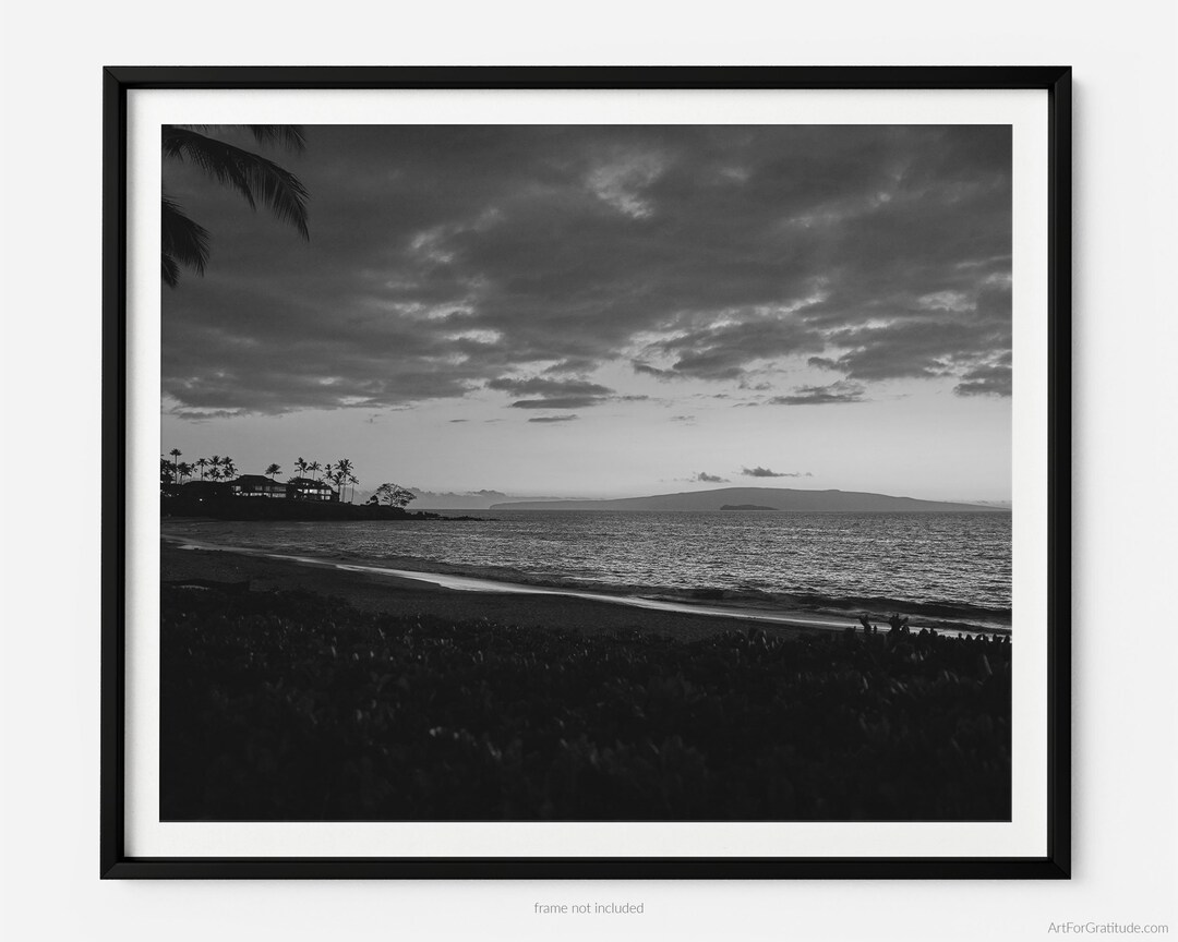 Sunset at Wailea Beach, A Maui Hawaii Black and White Fine Art ...