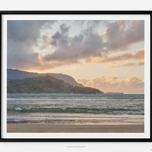 Hanalei Beach At Sunset, A Kauai Hawaii Fine Art Photography Print, Art For Gratitude