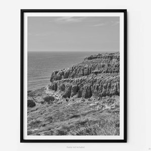 Razor Point, Torrey Pines Black And White Fine Art Photography Print, On Razor Point Trail, In San Diego California, Art For Gratitude