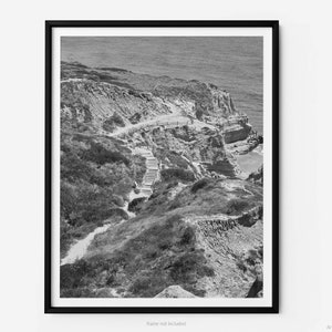 Torrey Pines Beach Trail Black And White Fine Art Photography Print, Stairs From Yucca Point, In San Diego California, Art For Gratitude