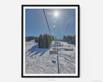 Skiers On Mountain Top Express Lift, At Vail Ski Resort, Vail Fine Art Photography Print, Art For Gratitude