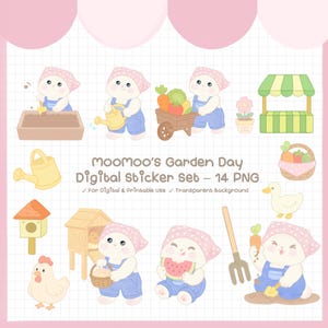 Kawaii Farmer Sticker Sheet: Pastel Countryside Planner Stickers (Digital Printable)