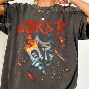 Comfort colors ヴィンテージ ジョーカーシャツ、ジョーカー映画シャツ、クールなハロウィンパーティーTシャツ、ジョーカーフェイススウェットシャツ、ジョーカーフェイスTシャツ、映画ファンTシャツ