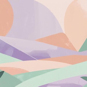 Minimalist Abstract Landscape Wall Art – Pastel Digital Download – Modern Printable Poster A4
