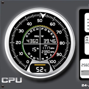 AIDA64 Sensor Panel Template: Black&White PC Monitor Skin (Digital Download) (Multiple Resolutions)