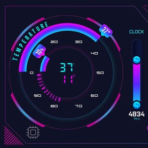 AIDA64 Sensor Panel Template für PC Monitor | 5 Panels Bündel | Horizontales Layout 2560x720 | 8 Versionen | Diese Grafik ist im Shop erhältlich