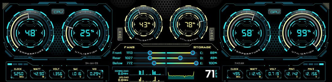 AIDA64 Sensor Panel Template: Gaming PC Monitor Dashboard (digital ...