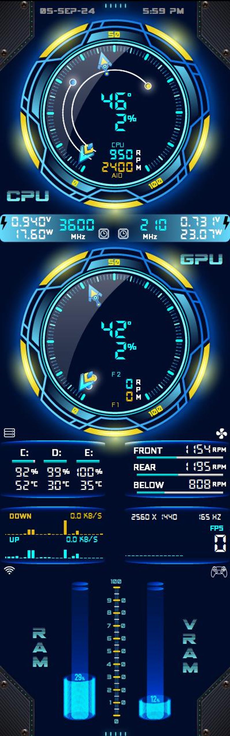 AIDA64 Sensor Panel Template for PC Monitor | Horizontal and Vertical ...