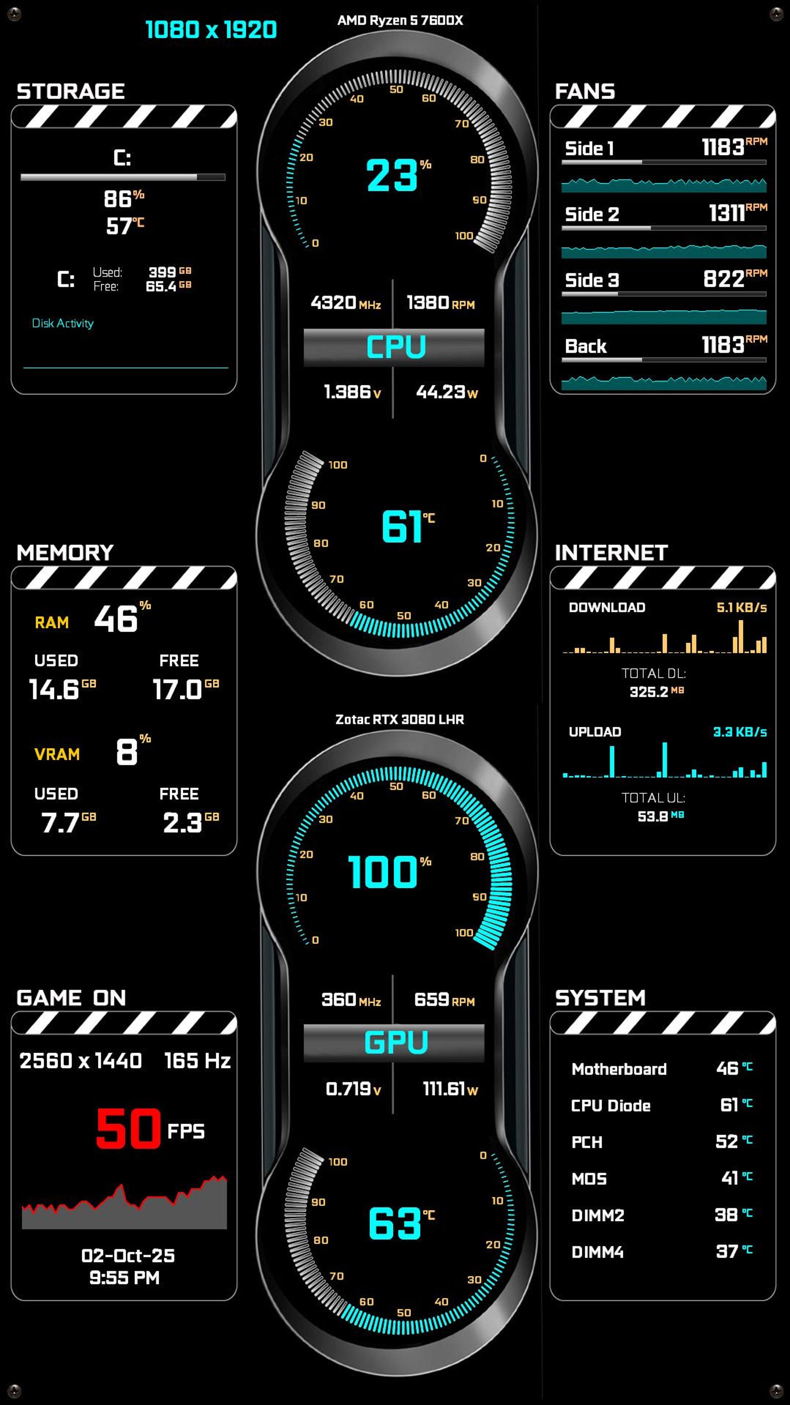 AIDA64 Sensor Panel Template: PC Monitor Skin (digital Download ...