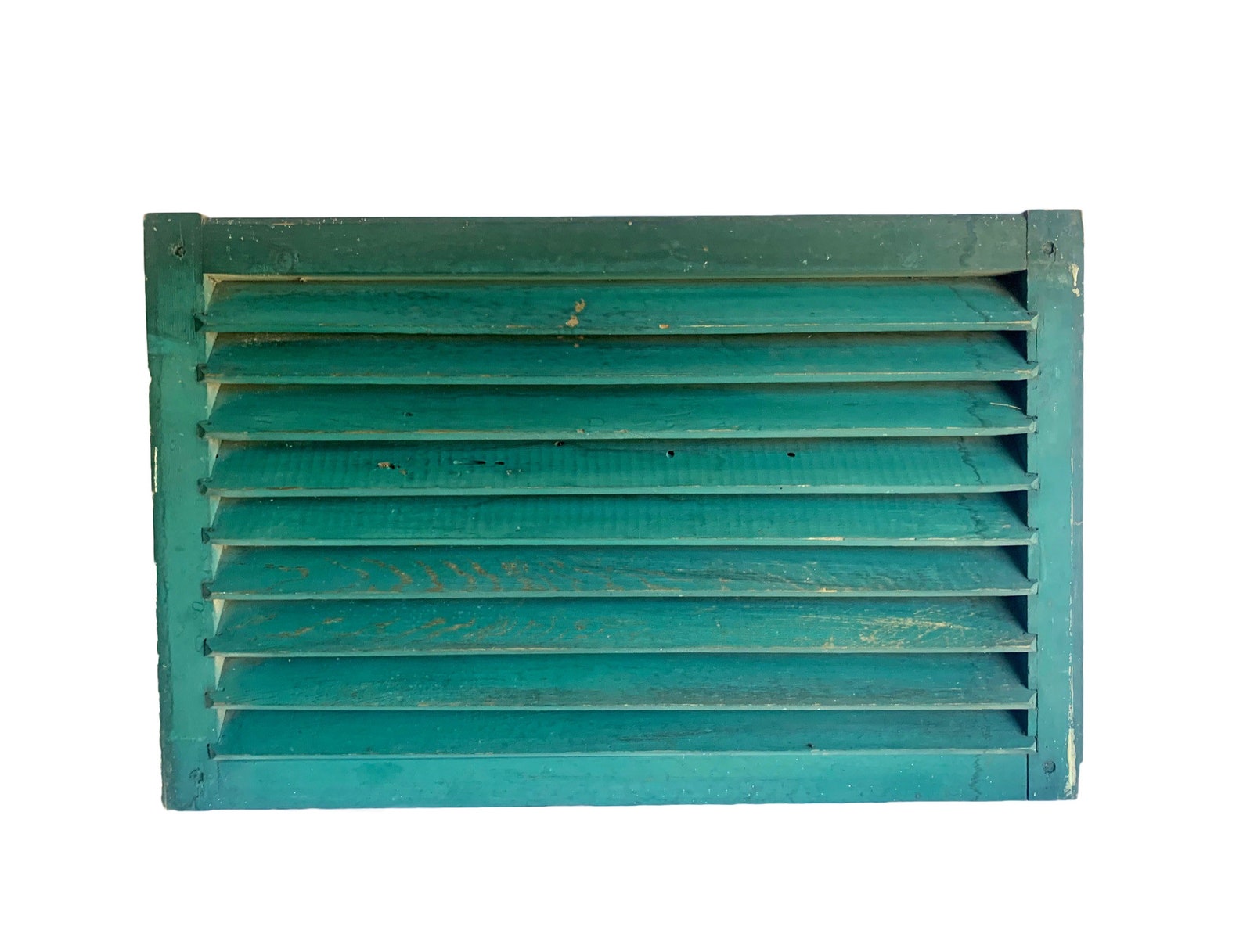 Vintage Green Wood Vent Cover ... Farm Shutter, Rustic Wooden Wall Art ...