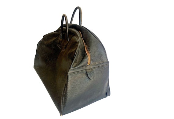 Vintage Black Duffel Bag ... 1950s Duffle Bag, Pe… - image 4